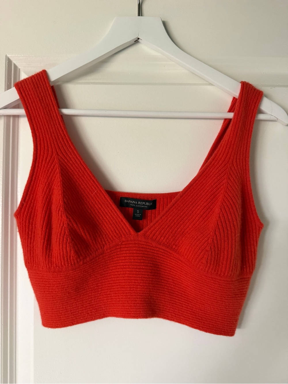 Banana Republic Vibrant Orange Cashmere Ribbed Crop Tank